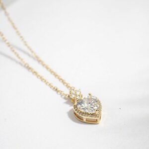 Crystal Heart Glow Κολιέ Stainless Steel