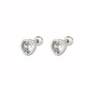 Ασημένιο Σκουλαρίκι Piercing «Crystal Heart» 925