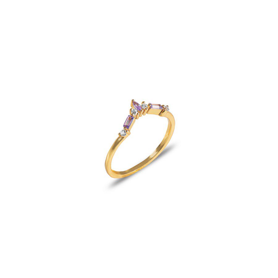 Amethyst Δαχτυλίδι με μωβ & λευκές πέτρες