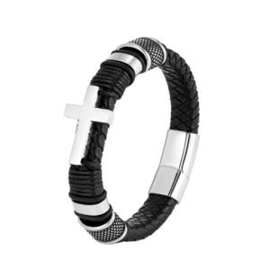 Men’s Leather Cross Bracelet