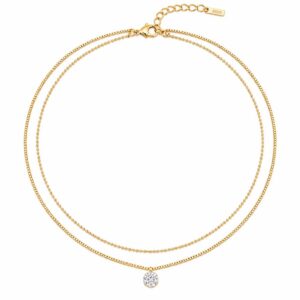 Κολιέ Double Zircon Χρυσό