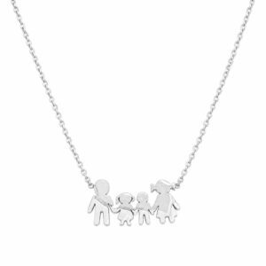 Silver Family Necklace with Boy and Girl