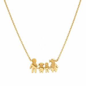 Gold Family Necklace with Boy and Girl