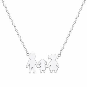 Silver Family Necklace with One Girl