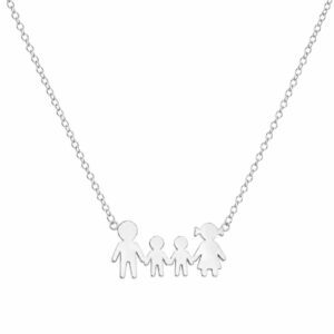 Silver Family Necklace with Two Boys