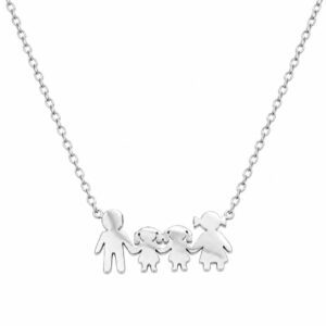 Silver Family Necklace with Two Girls