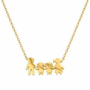 Gold Family Necklace with Two Girls