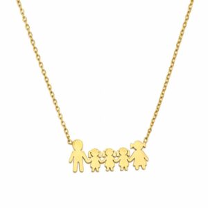 Gold Family Necklace with Three Girls