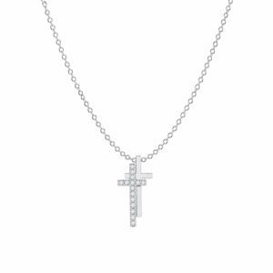 Gold Double cross with stones