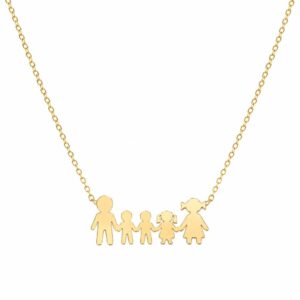 Gold Family Necklace with Two Boys and One Girl