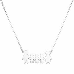 Silver Family Necklace with Three Boys