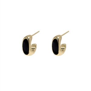 Oval Stud Earrings Black