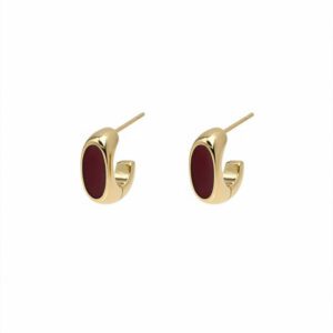 Oval Stud Earrings Burgundy